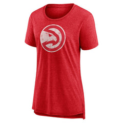Heather Red Atlanta Hawks Women's Distressed Logo Tri-Blend T-Shirt | NBA