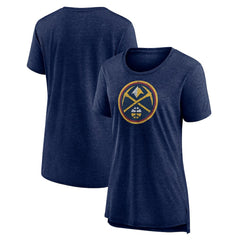 Heather Navy Denver Nuggets Women's Distressed Logo Tri-Blend T-Shirt sale | NBA
