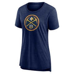 Heather Navy Denver Nuggets Women's Distressed Logo Tri-Blend T-Shirt sale | NBA