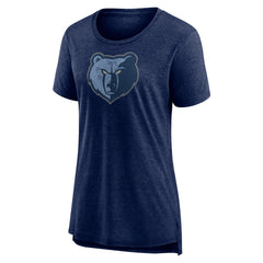 Heather Navy Memphis Grizzlies Women's Distressed Logo Tri-Blend T-Shirt | NBA
