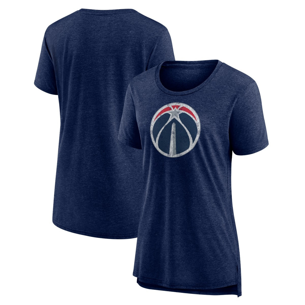 Heather Navy Washington Wizards Women's Distressed Logo Tri-Blend T-Shirt | NBA