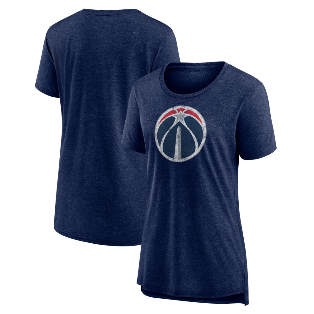 Heather Navy Washington Wizards Women's Distressed Logo Tri-Blend T-Shirt | NBA