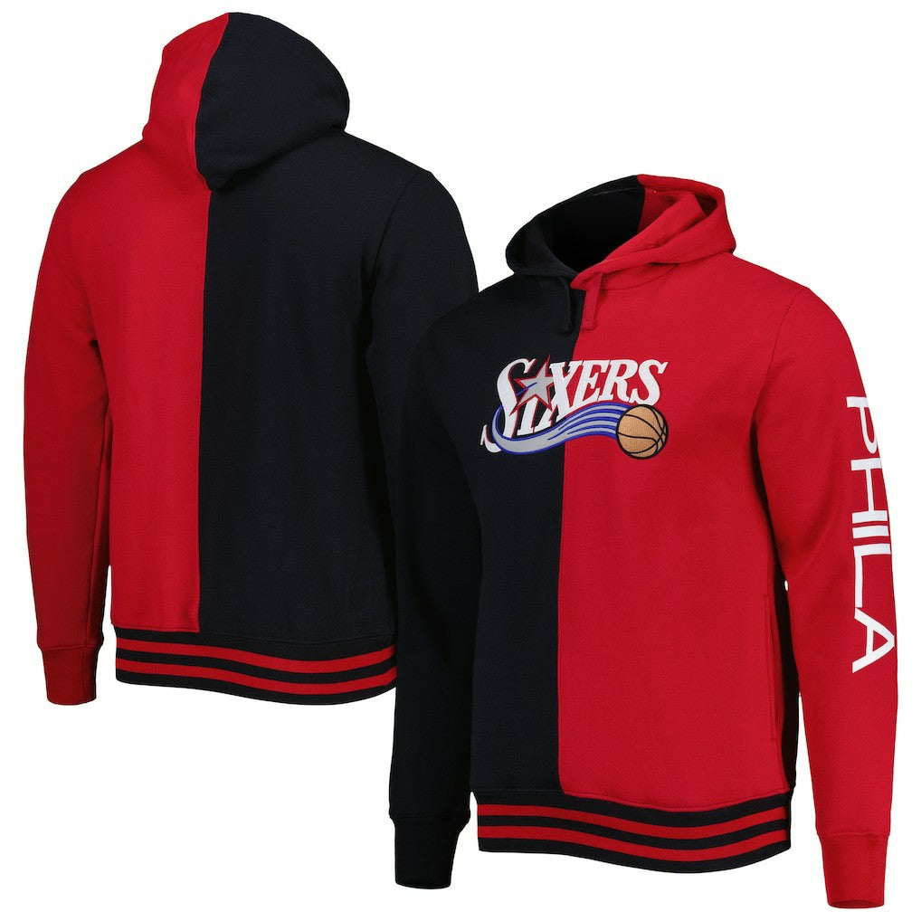 Black/Red Philadelphia 76ers Big & Tall Hardwood Classics Split Pullover Hoodie | NBA