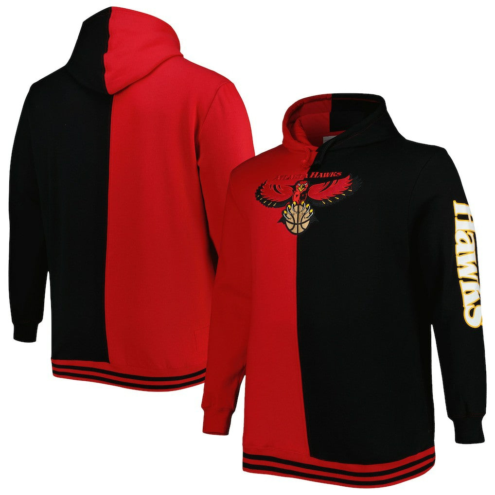 Red/Black Atlanta Hawks Hardwood Classics Big & Tall Hardwood Classics Split Pullover Hoodie | NBA