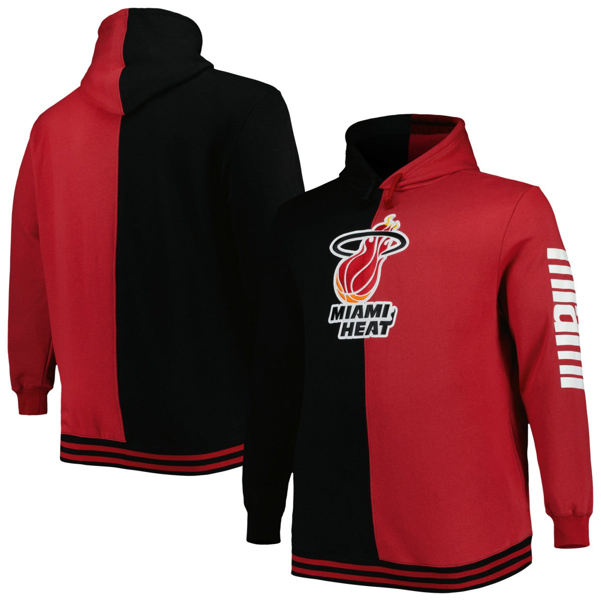 Black/Red Miami Heat Hardwood Classics Big & Tall Hardwood Classics Split Pullover Hoodie | NBA