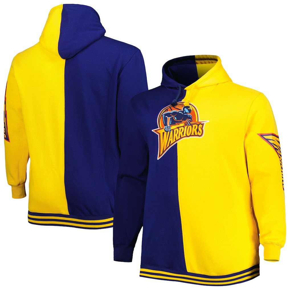 Navy/Gold Golden State Warriors Big & Tall Hardwood Classics Split Pullover Hoodie sale | NBA
