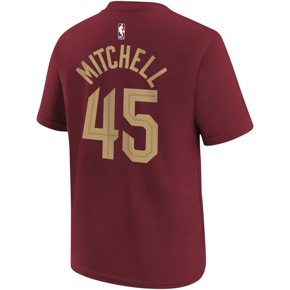 Wine Donovan Mitchell Cleveland Cavaliers Youth Icon Edition Name & Number T-Shirt sale | NBA