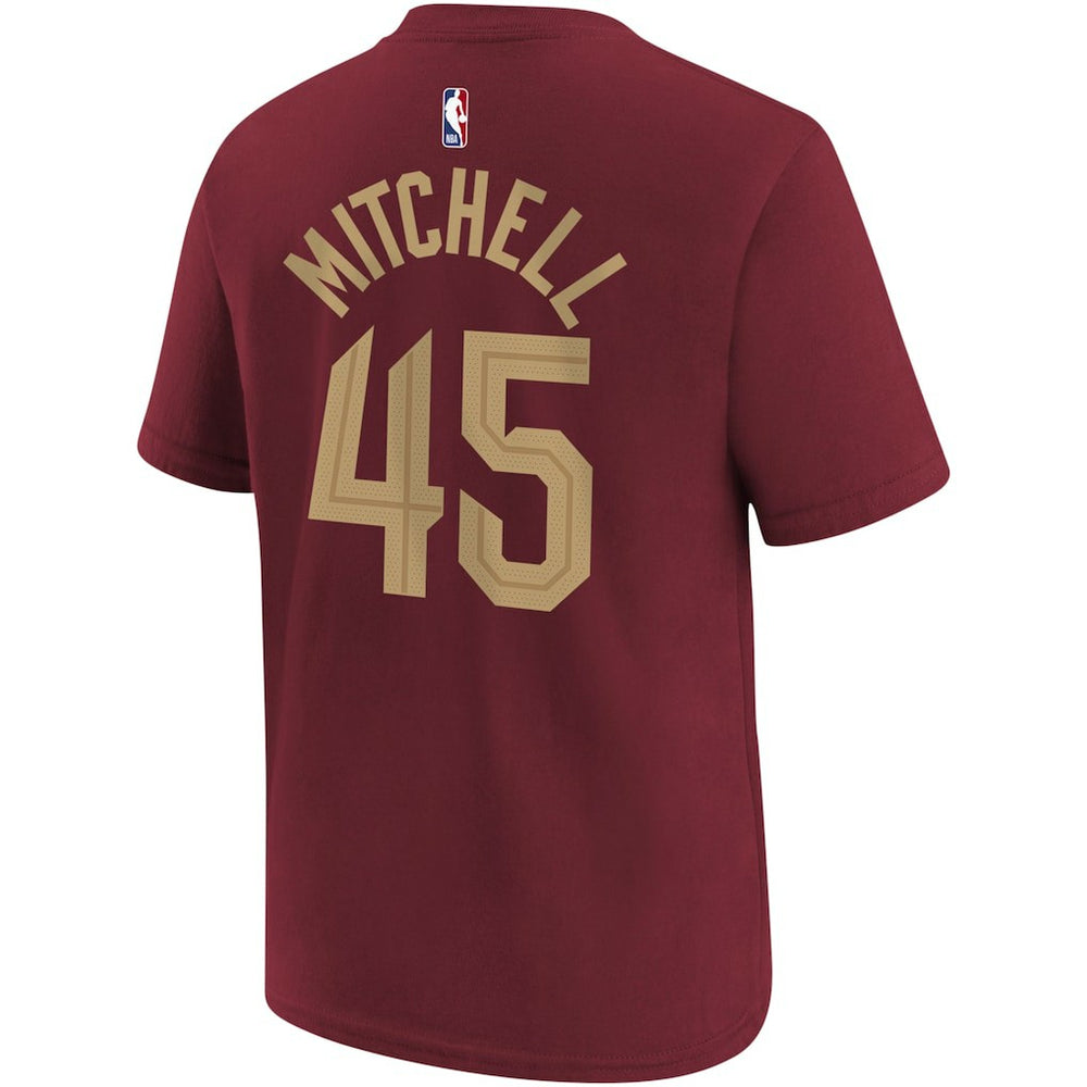 Wine Donovan Mitchell Cleveland Cavaliers Youth Icon Edition Name & Number T-Shirt sale | NBA