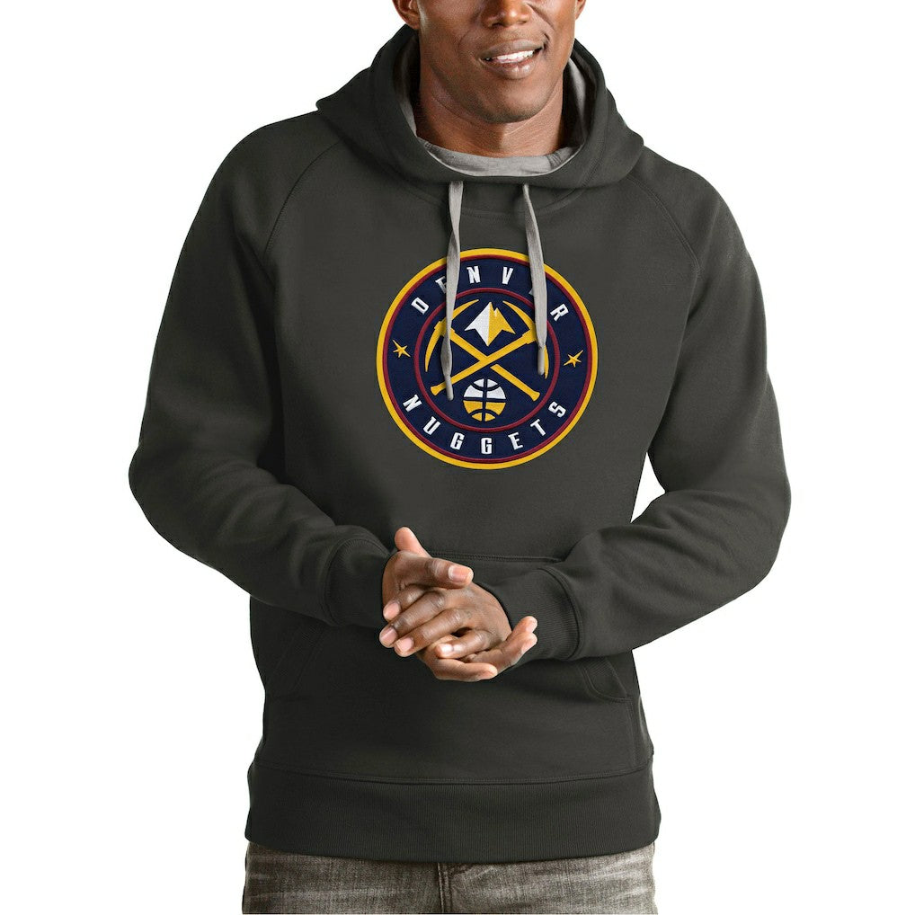 Charcoal Denver Nuggets Antigua Team Logo Victory Pullover Hoodie sale | NBA