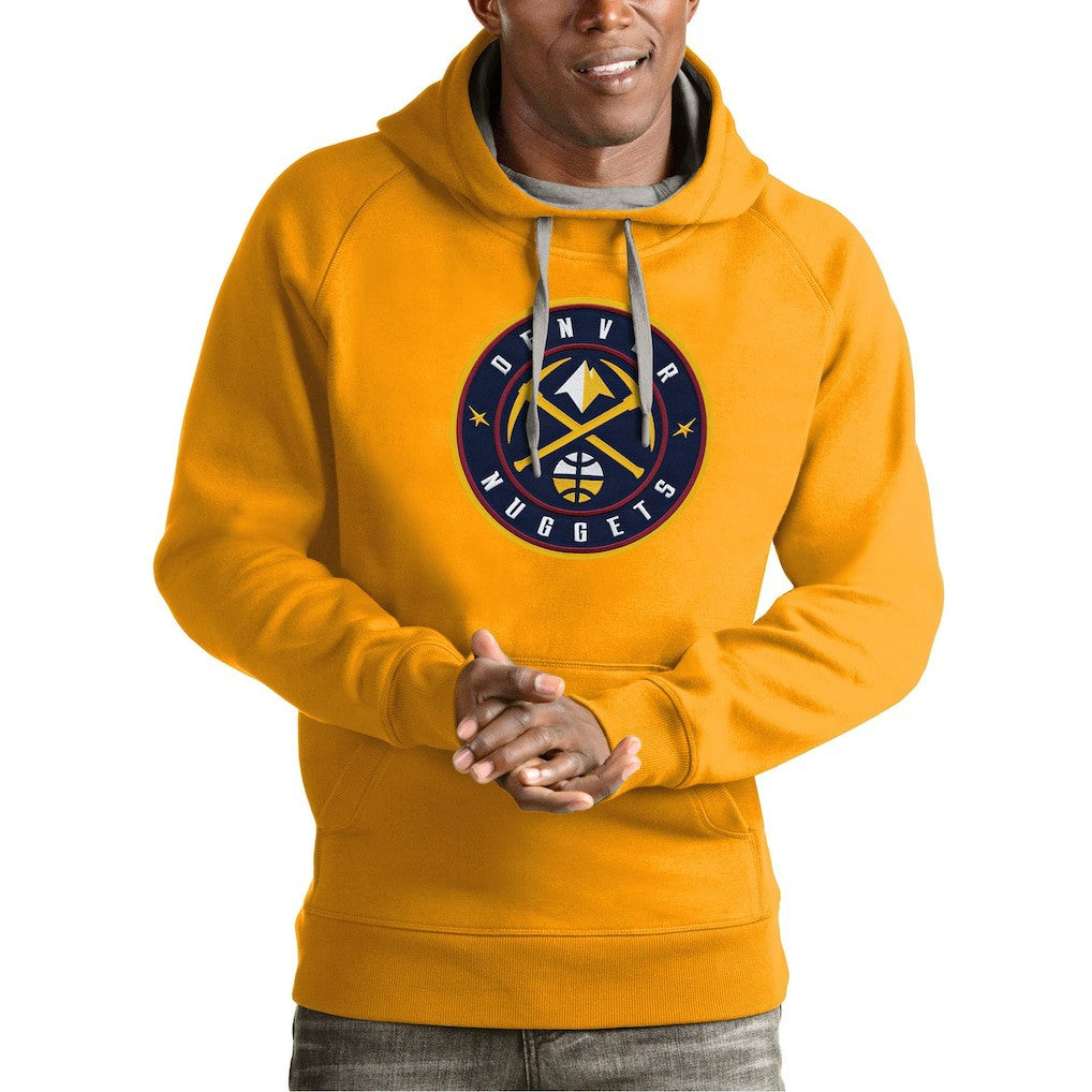 Gold Denver Nuggets Antigua Team Logo Victory Pullover Hoodie sale | NBA
