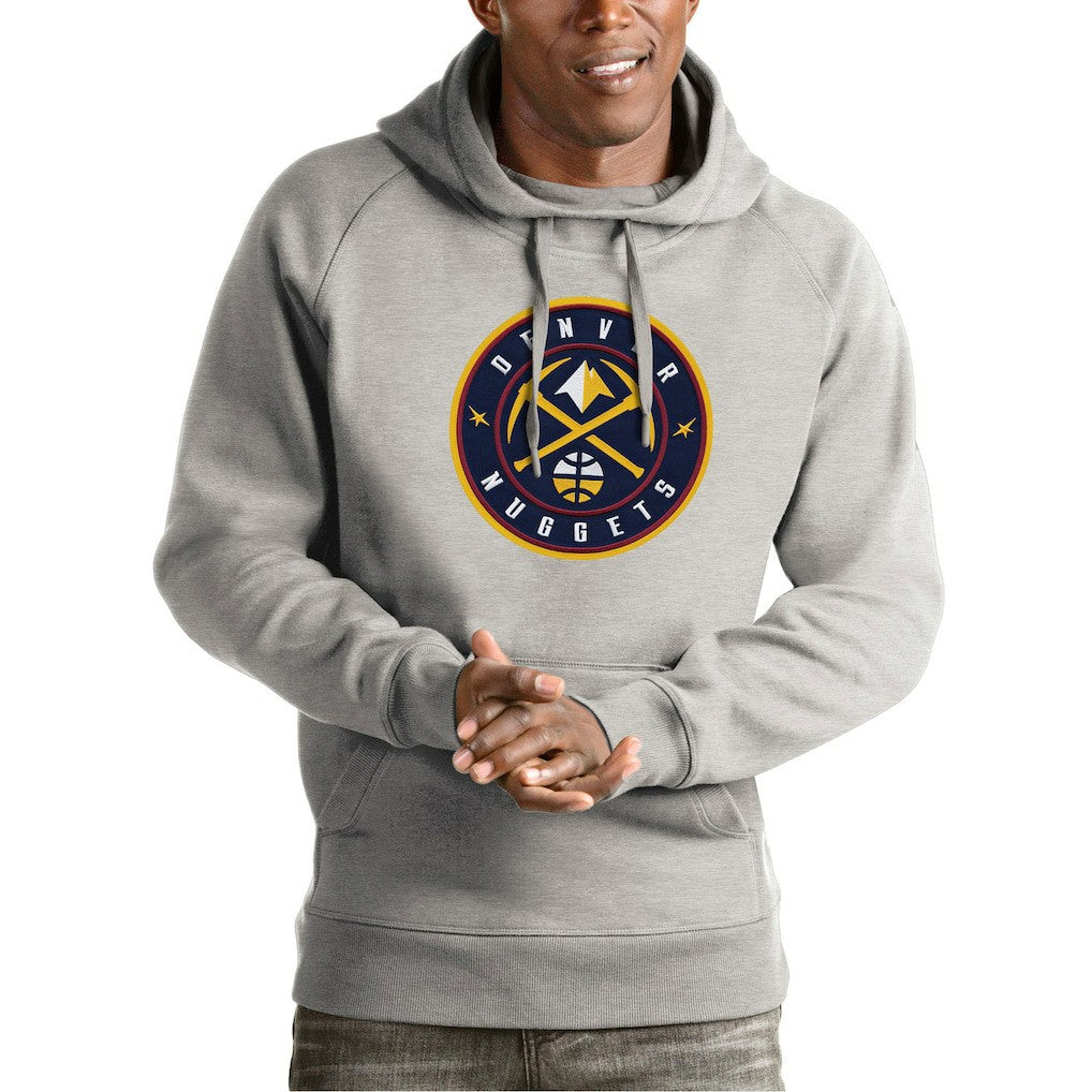 Heather Gray Denver Nuggets Antigua Team Logo Victory Pullover Hoodie sale | NBA