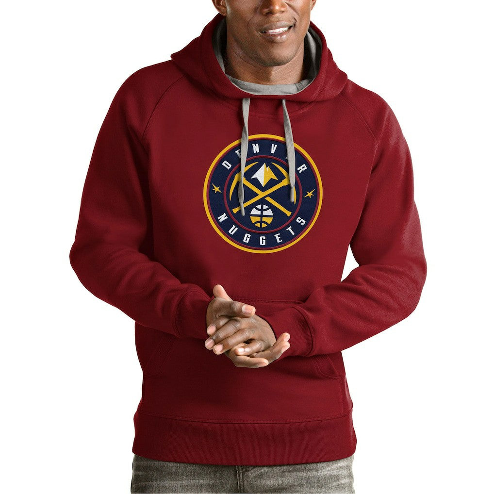 Red Denver Nuggets Antigua Team Logo Victory Pullover Hoodie sale | NBA