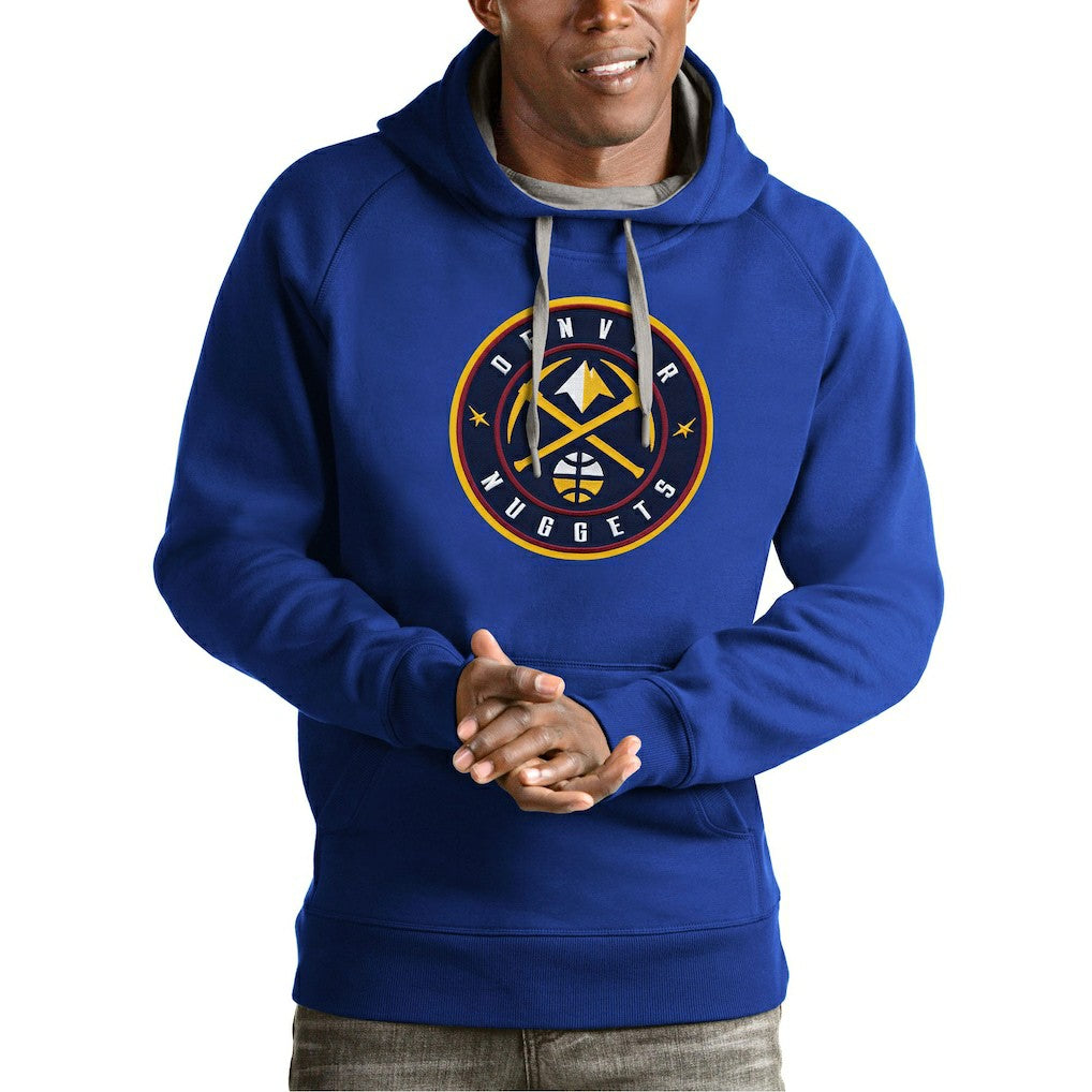 Royal Denver Nuggets Antigua Team Logo Victory Pullover Hoodie sale | NBA