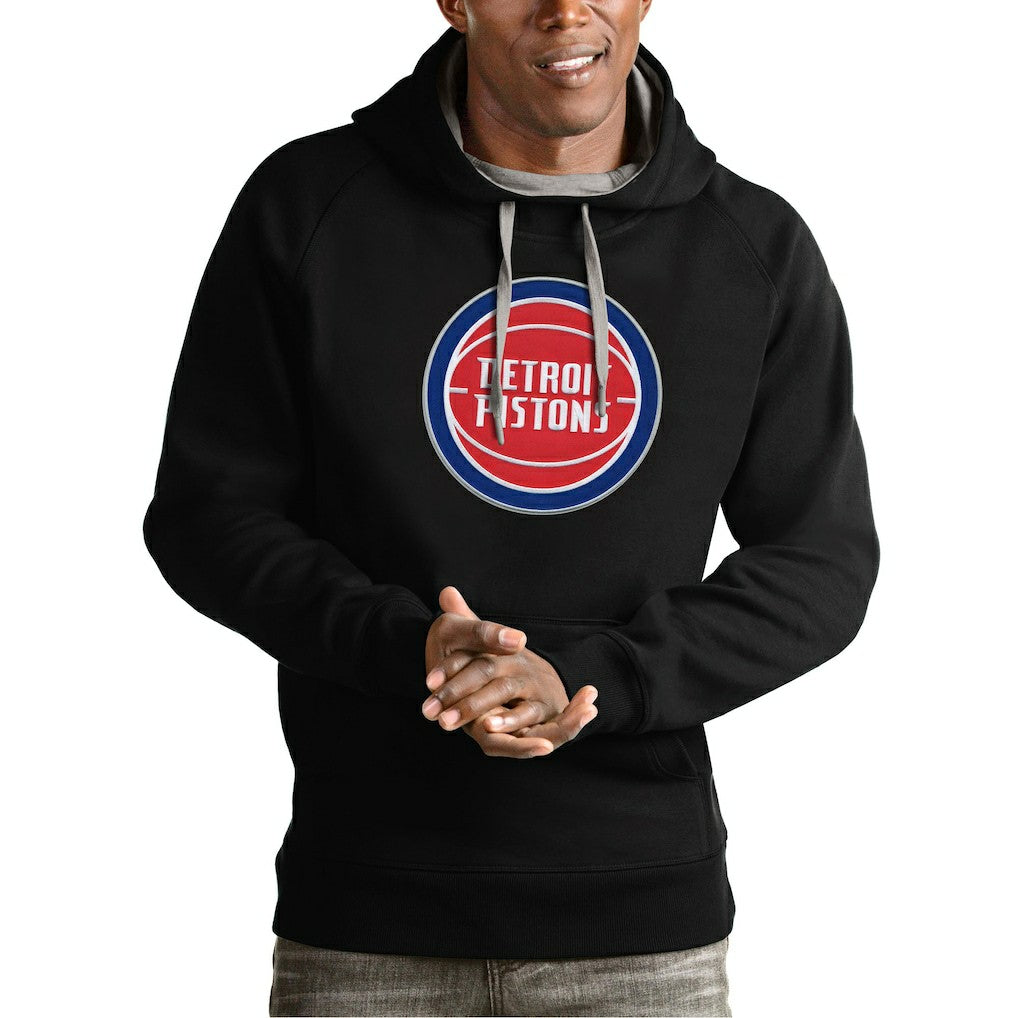 Black Detroit Pistons Antigua Team Logo Victory Pullover Hoodie sale | NBA