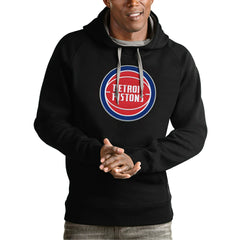 Black Detroit Pistons Antigua Team Logo Victory Pullover Hoodie sale | NBA