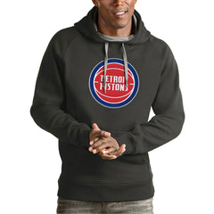Charcoal Detroit Pistons Antigua Team Logo Victory Pullover Hoodie sale | NBA