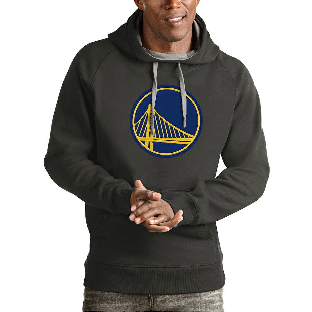 Charcoal Golden State Warriors Antigua Team Logo Victory Pullover Hoodie sale | NBA