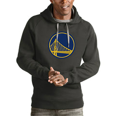 Charcoal Golden State Warriors Antigua Team Logo Victory Pullover Hoodie sale | NBA