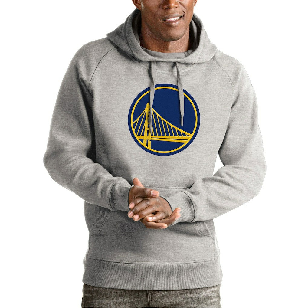 Heather Gray Golden State Warriors Antigua Team Logo Victory Pullover Hoodie sale | NBA