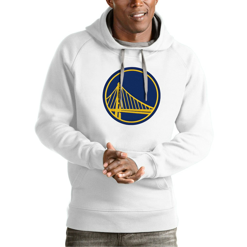 White Golden State Warriors Antigua Team Logo Victory Pullover Hoodie sale | NBA