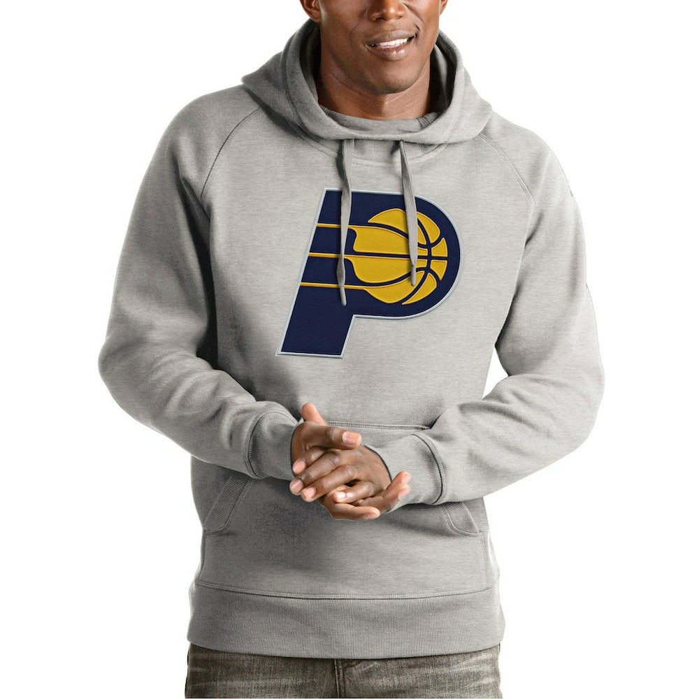 Heather Gray Indiana Pacers Antigua Team Logo Victory Pullover Hoodie | NBA