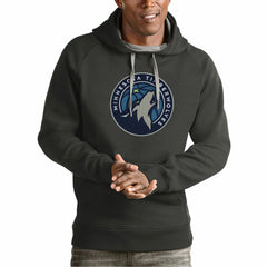 Charcoal Minnesota Timberwolves Antigua Team Logo Victory Pullover Hoodie | NBA