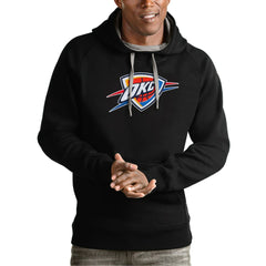Black Oklahoma City Thunder Antigua Team Logo Victory Pullover Hoodie | NBA