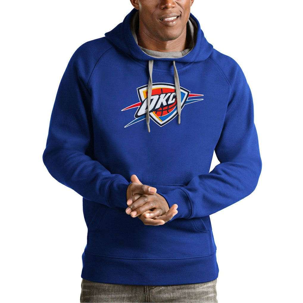 Royal Oklahoma City Thunder Antigua Team Logo Victory Pullover Hoodie | NBA