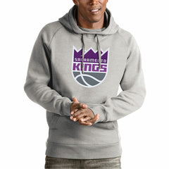 Heather Gray Sacramento Kings Antigua Team Logo Victory Pullover Hoodie | NBA