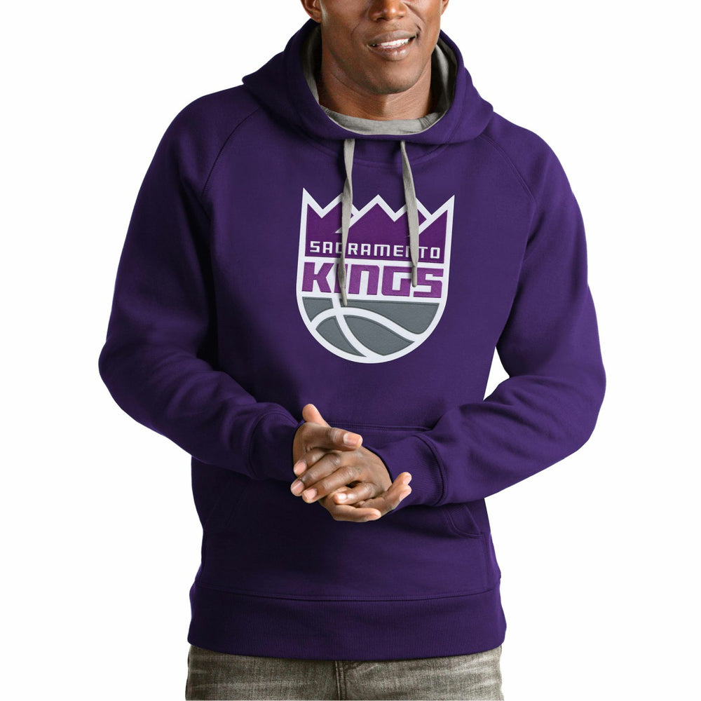 Purple Sacramento Kings Antigua Team Logo Victory Pullover Hoodie | NBA