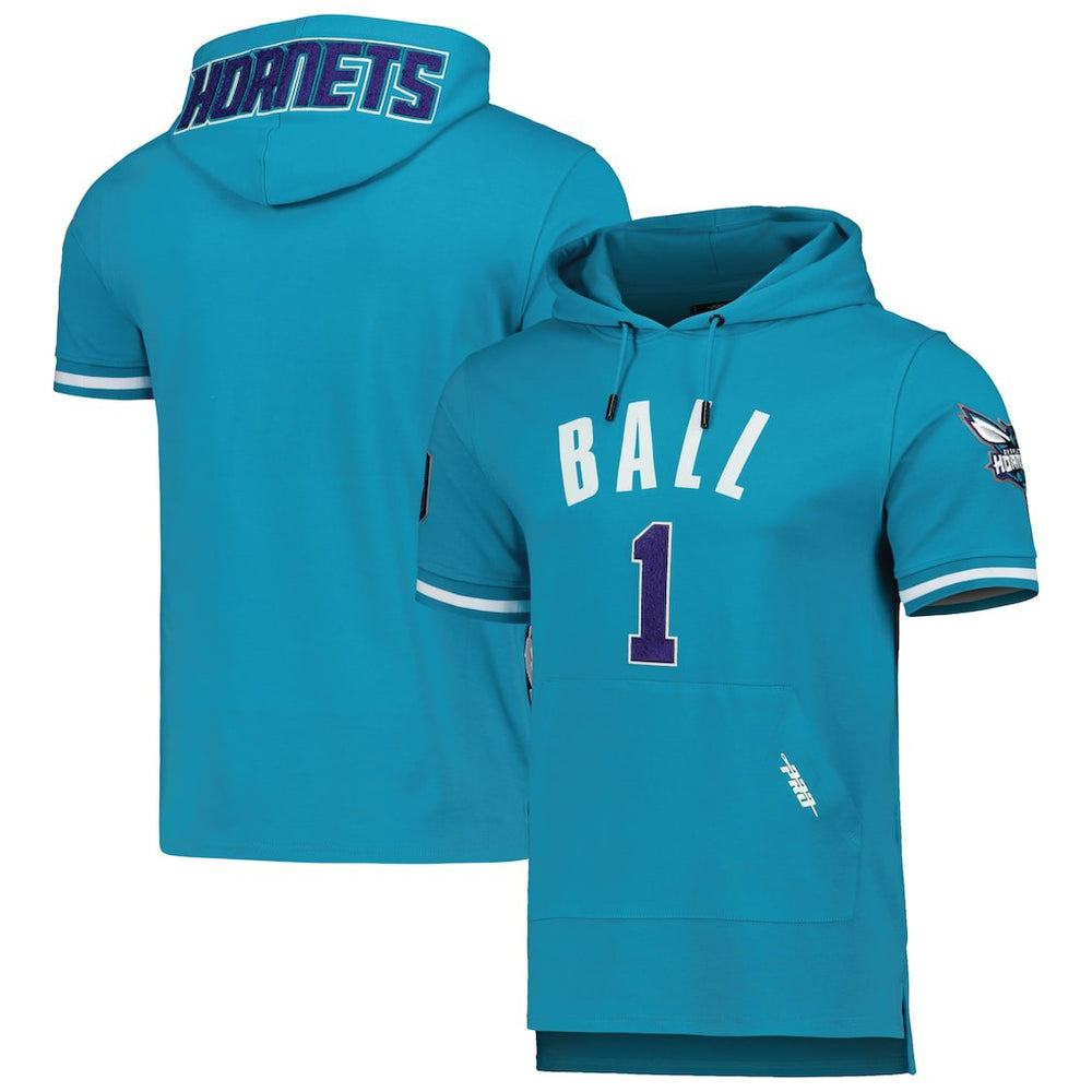 Teal LaMelo Ball Charlotte Hornets Pro Standard Name & Number Short Sleeve Pullover Hoodie | NBA