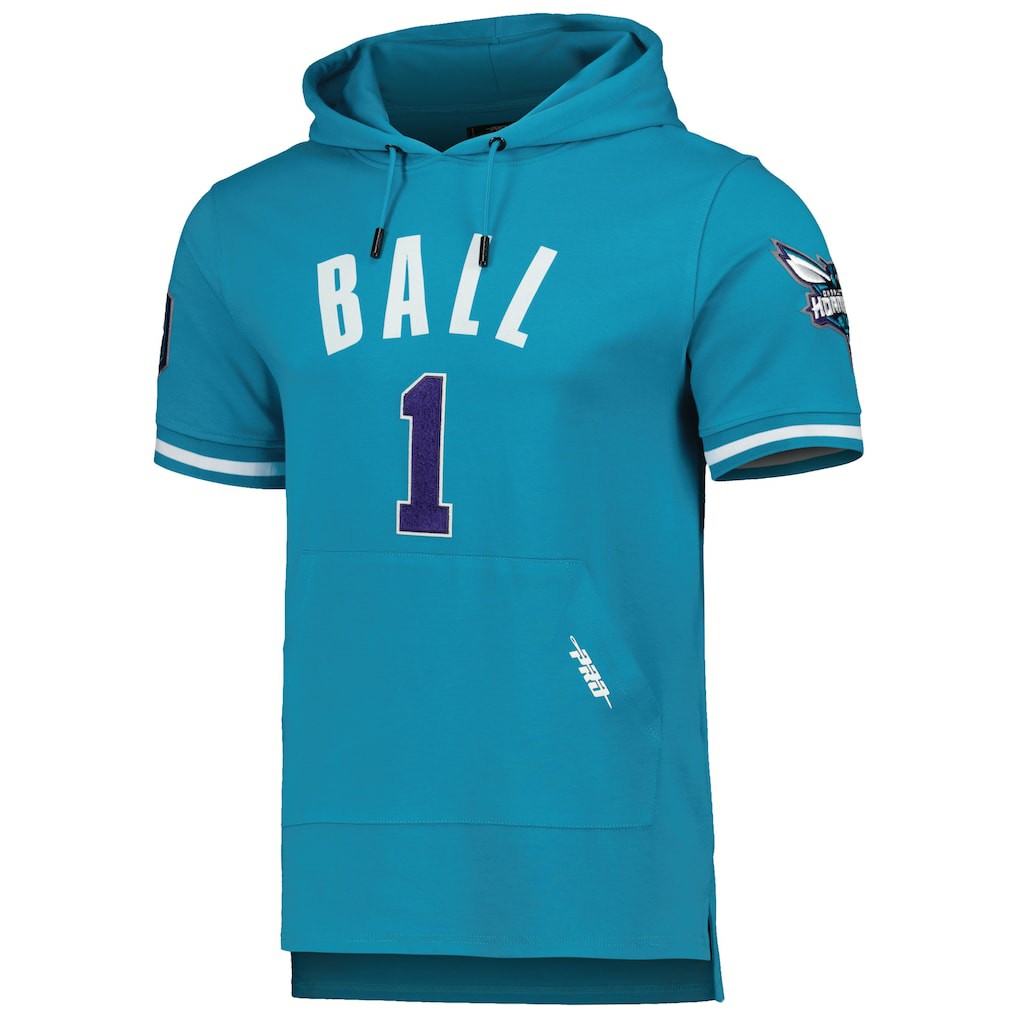 Teal LaMelo Ball Charlotte Hornets Pro Standard Name & Number Short Sleeve Pullover Hoodie | NBA