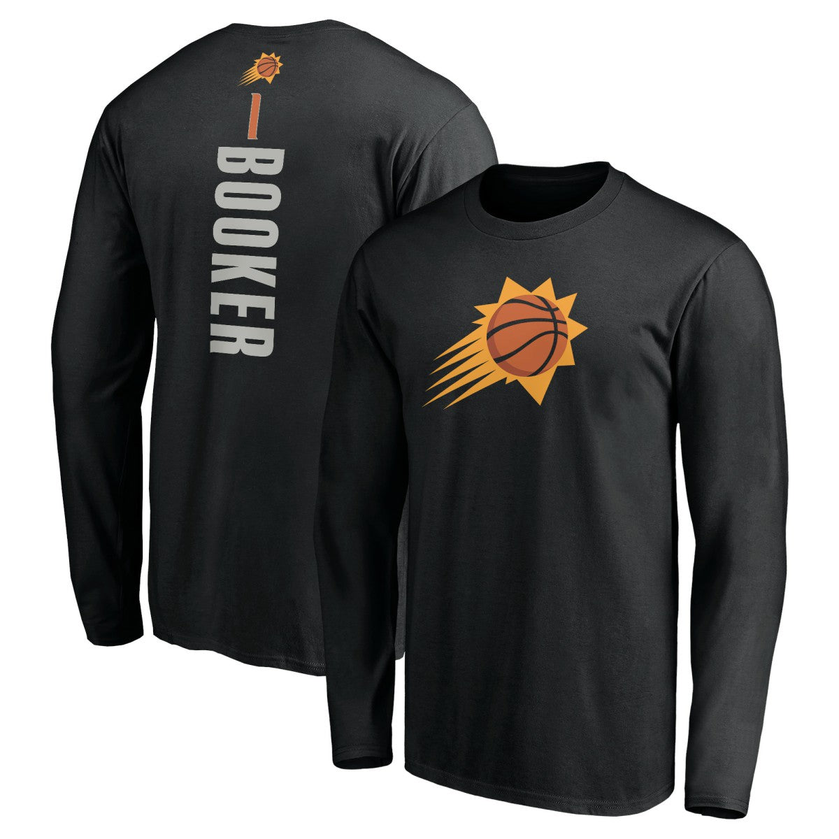 Black Devin Booker Phoenix Suns Playmaker Name & Number Long Sleeve T-Shirt | NBA