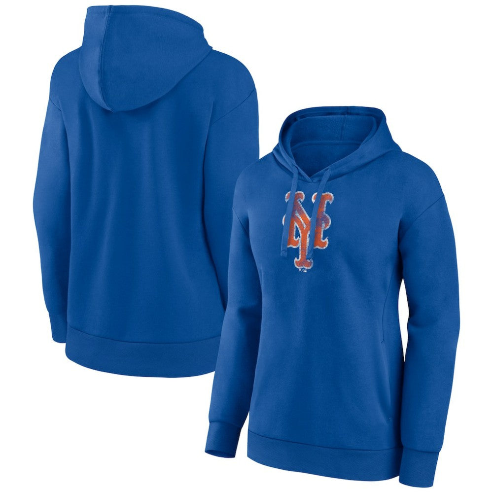 New York Mets Women's Distressed Team Pullover Hoodie - MLB Hoodies