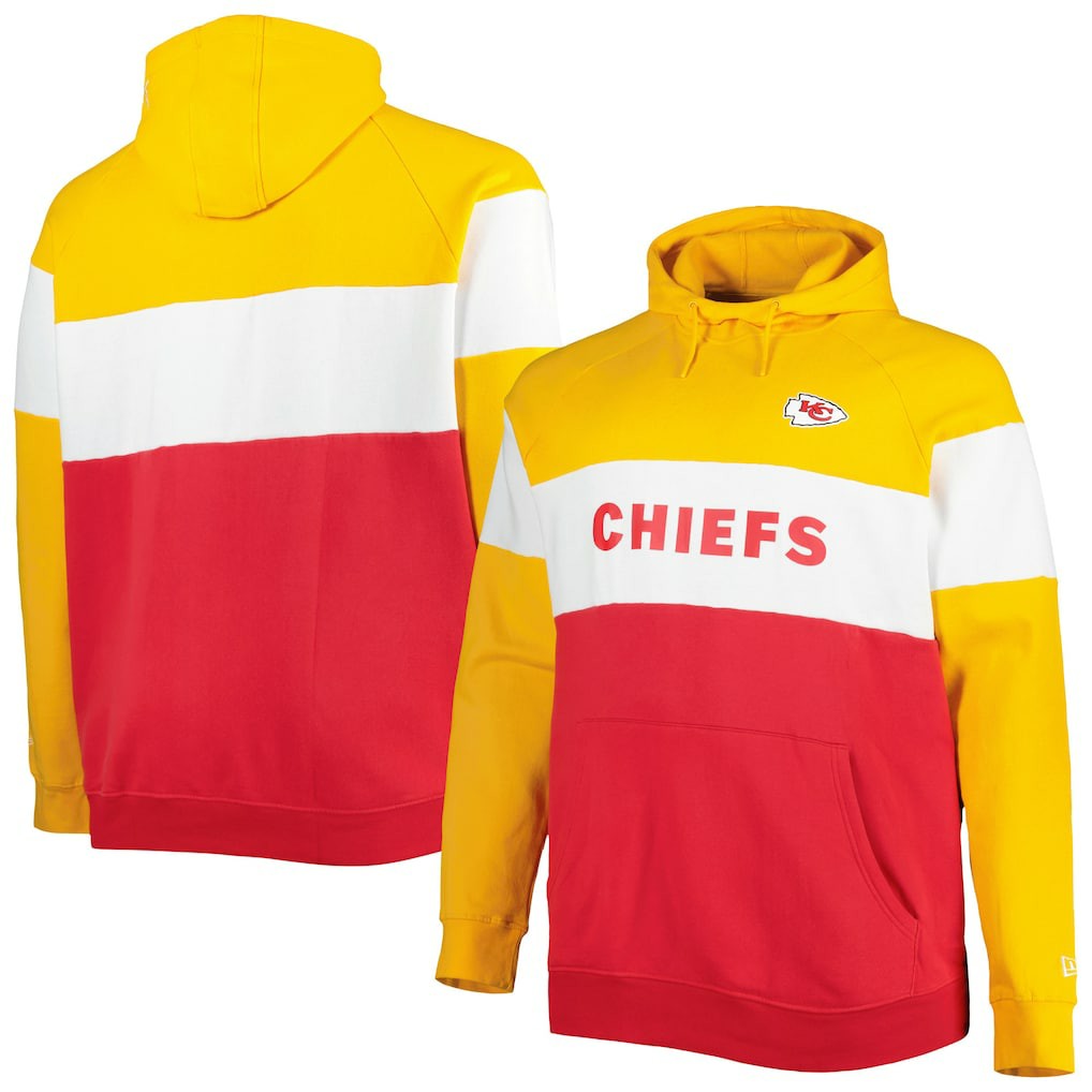 Kansas City Chiefs Big & Tall Current Colorblock Raglan Fleece Pullover Hoodie | NFL Discount