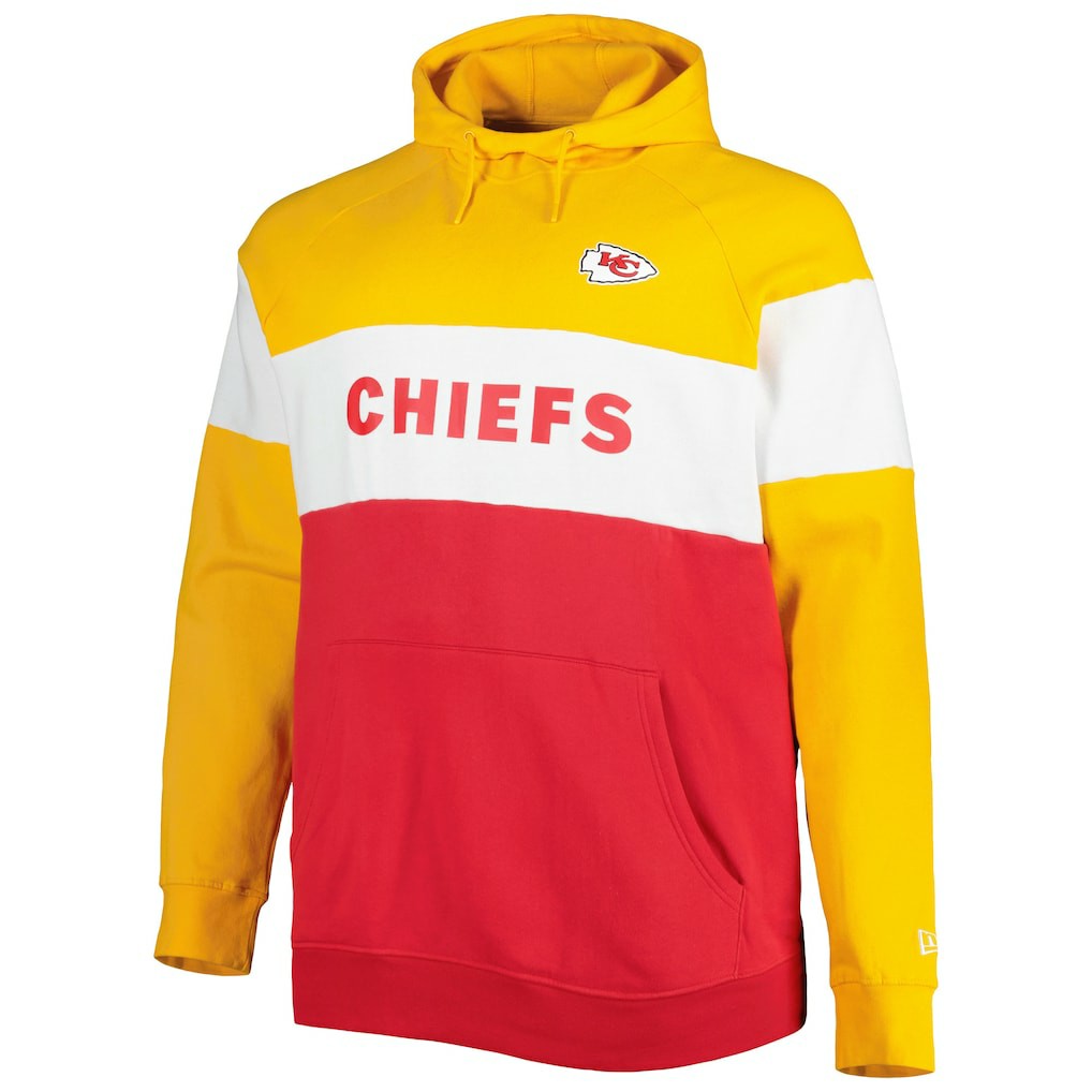 Kansas City Chiefs Big & Tall Current Colorblock Raglan Fleece Pullover Hoodie | NFL Discount