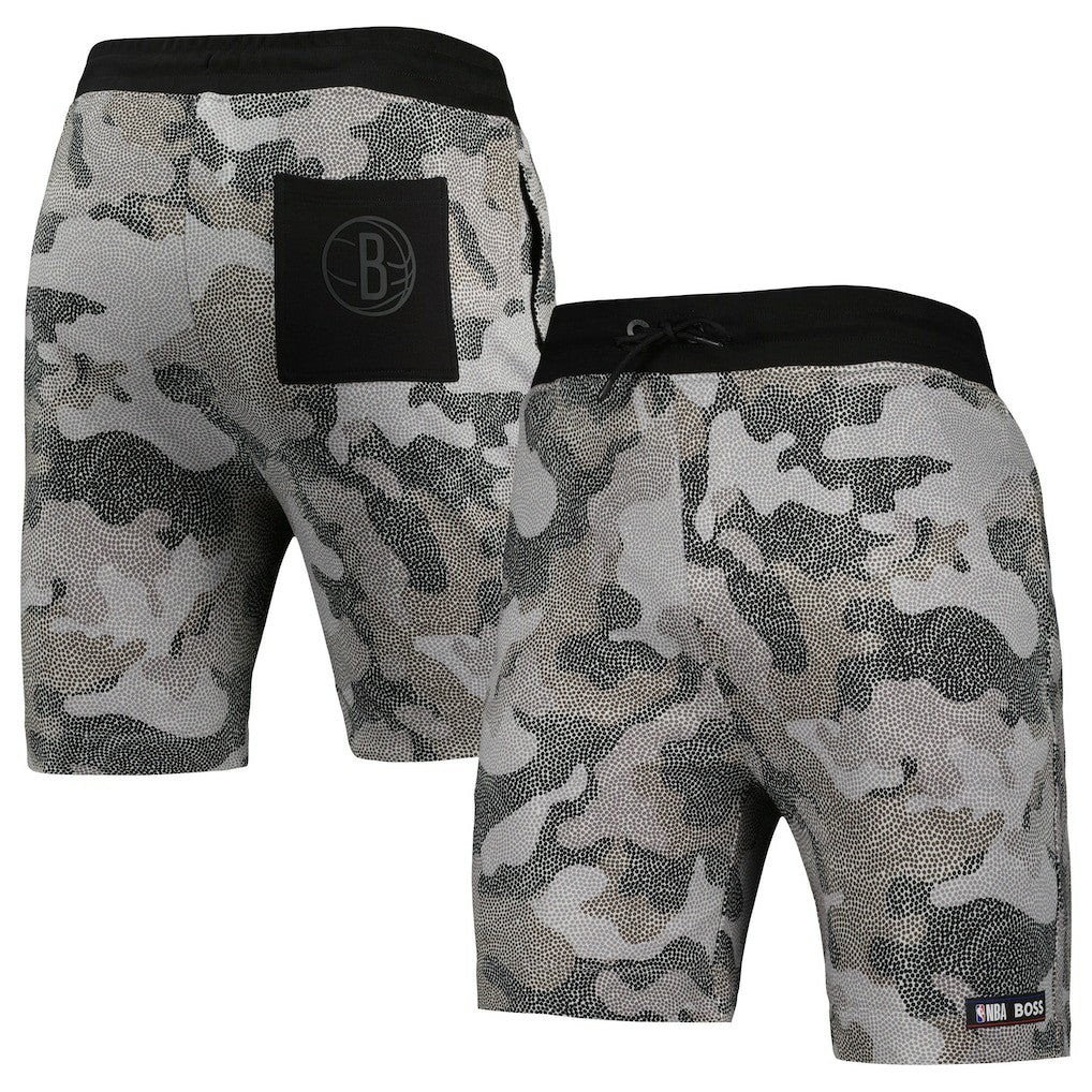 Black Brooklyn Nets NBA x Hugo Boss Slam Camo Shorts | NBA