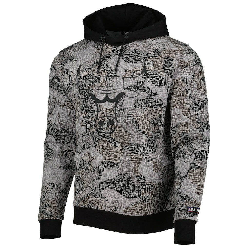 Black Chicago Bulls Hugo Boss Camo Pullover Hoodie | NBA