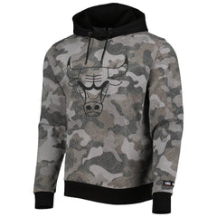 Black Chicago Bulls Hugo Boss Camo Pullover Hoodie | NBA