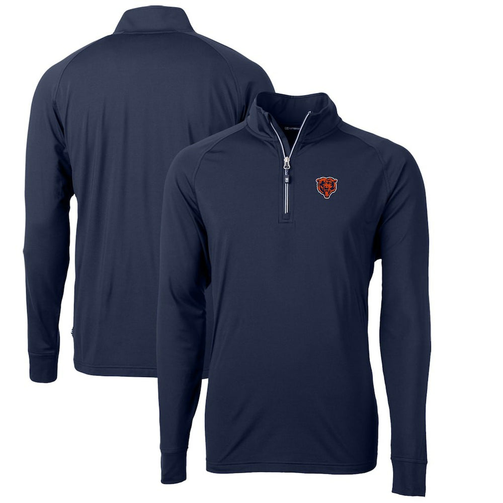 Chicago Bears Cutter & Buck Adapt Eco Knit Stretch Recycled Big & Tall Quarter-Zip Throwback Pullover Top | NFL Online