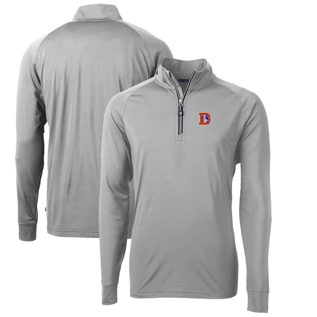 Denver Broncos Cutter & Buck Adapt Eco Knit Stretch Recycled Big & Tall Quarter-Zip Throwback Pullover Top | NFL New