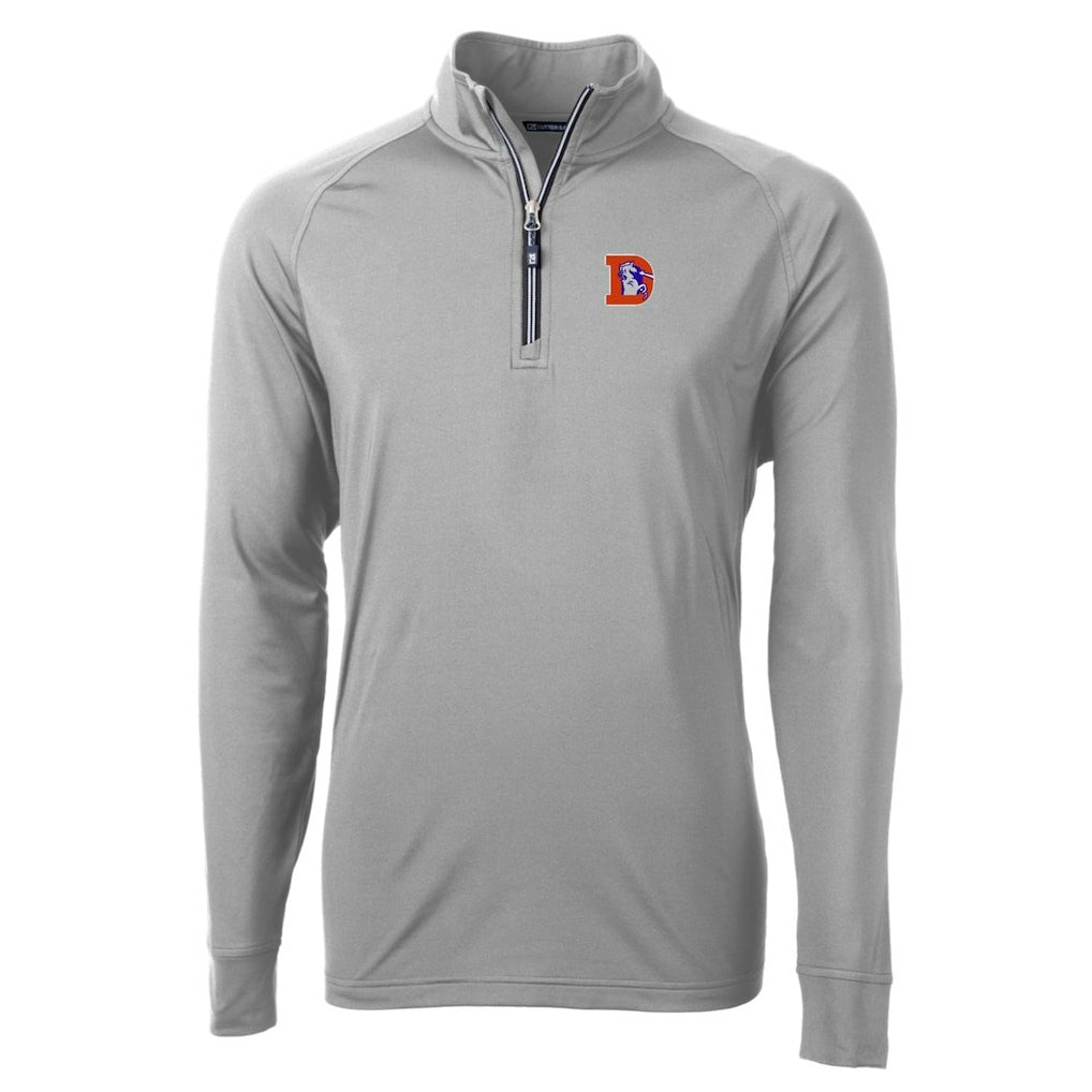 Denver Broncos Cutter & Buck Adapt Eco Knit Stretch Recycled Big & Tall Quarter-Zip Throwback Pullover Top | NFL New