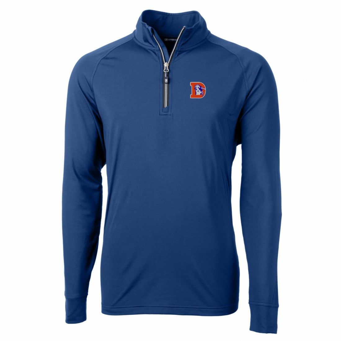 Denver Broncos Cutter & Buck Adapt Eco Knit Stretch Recycled Big & Tall Quarter-Zip Throwback Pullover Top | NFL New