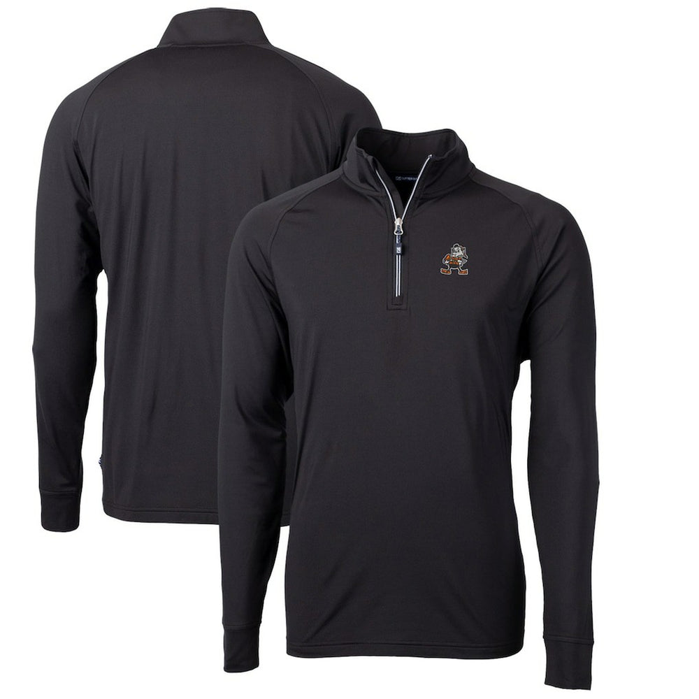 Cleveland Browns Cutter & Buck Adapt Eco Knit Stretch Recycled Big & Tall Quarter-Zip Throwback Pullover Top | NFL US