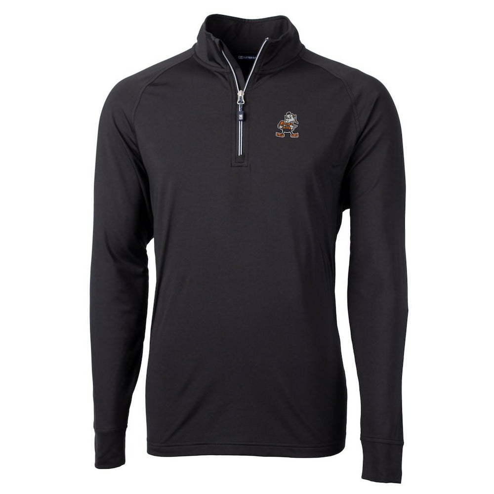 Cleveland Browns Cutter & Buck Adapt Eco Knit Stretch Recycled Big & Tall Quarter-Zip Throwback Pullover Top | NFL US