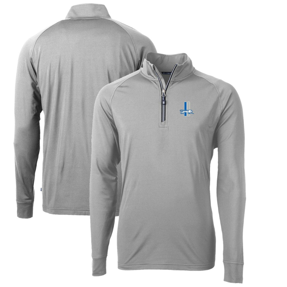 Detroit Lions Cutter & Buck Adapt Eco Knit Stretch Recycled Big & Tall Quarter-Zip Throwback Pullover Top | NFL Sale