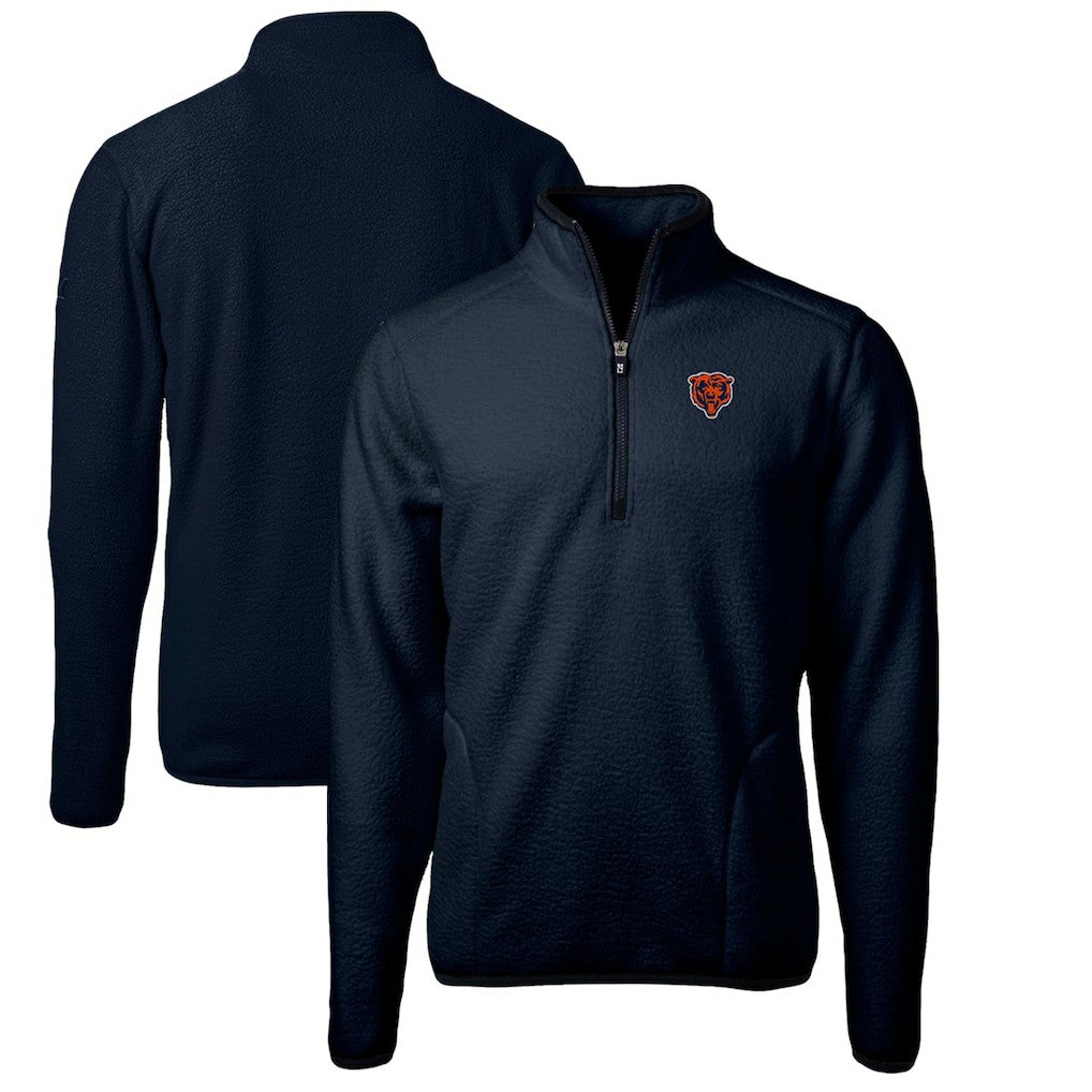 Chicago Bears Cutter & Buck Cascade Eco Sherpa Fleece Big & Tall Quarter-Zip Throwback Jacket | NFL Hot