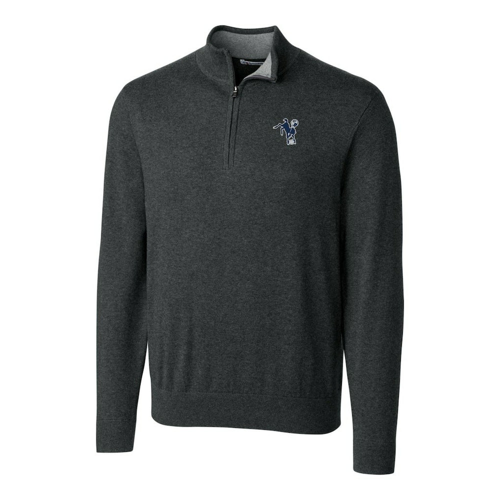 Indianapolis Colts Cutter & Buck Throwback Logo Lakemont Tri-Blend Big & Tall Quarter-Zip Pullover Sweater | NFL Sale