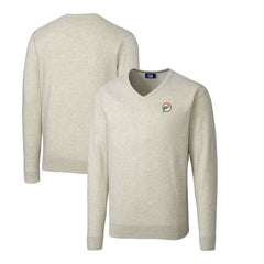 Miami Dolphins Cutter & Buck Throwback Logo Lakemont Tri-Blend Big & Tall V-Neck Pullover Sweater | NFL Sale