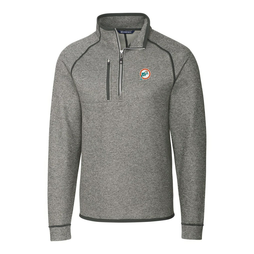 Miami Dolphins Cutter & Buck Mainsail Sweater-Knit Big & Tall Half-Zip Pullover Jacket | NFL New